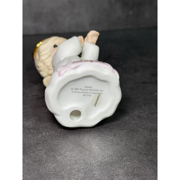 Precious Moments Figurine August Birthday Angel With Birthstone 1996 - Picture 6 of 6